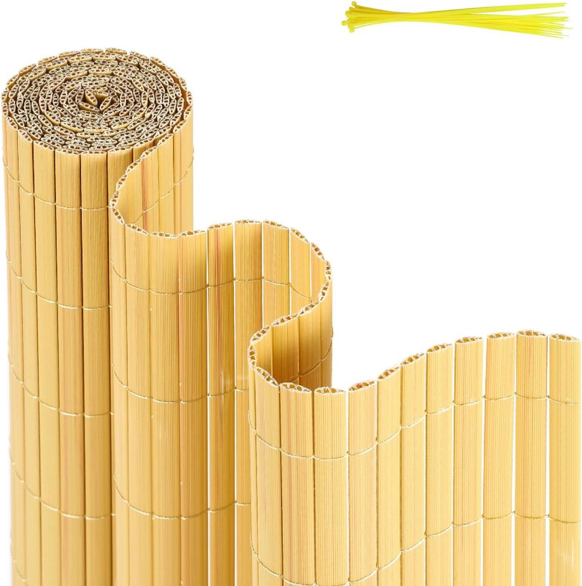Rolodraadscherm Bamboe-look PVC voor Balkon, Tuin en Privacy