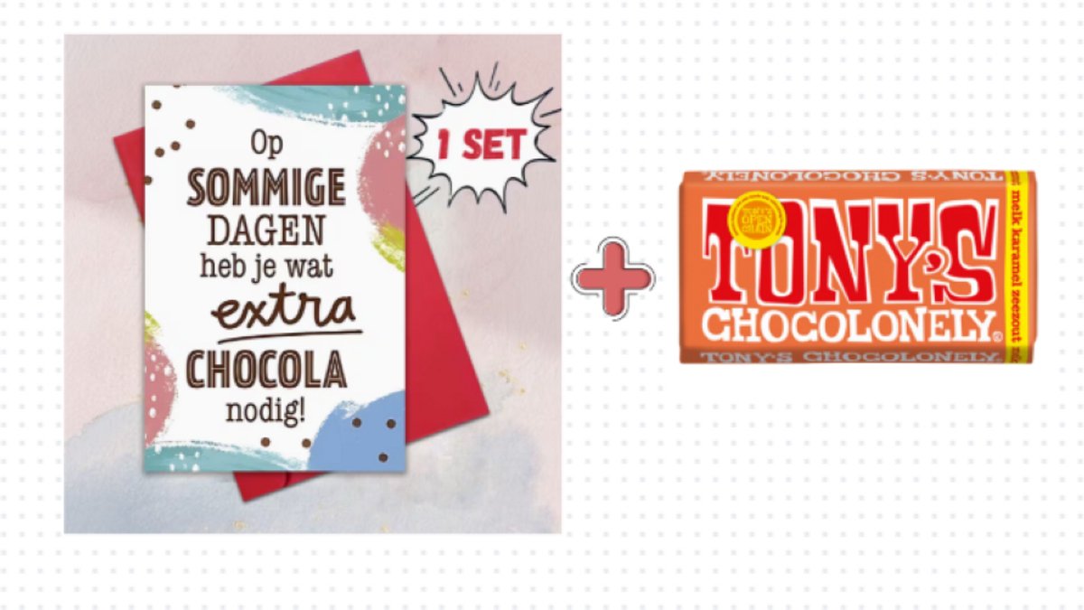 Kaart+Tony's Chocolonely-verjaardagskaarten-verjaardagskaarten-grappig-grappige cadeaus-funny-grappig cadeau-beterschap-troost cadeau-sterkte kaarten-chocola + kaart-chocola-chocolade-chocolade reep-tony chocolonely karamel zeezout