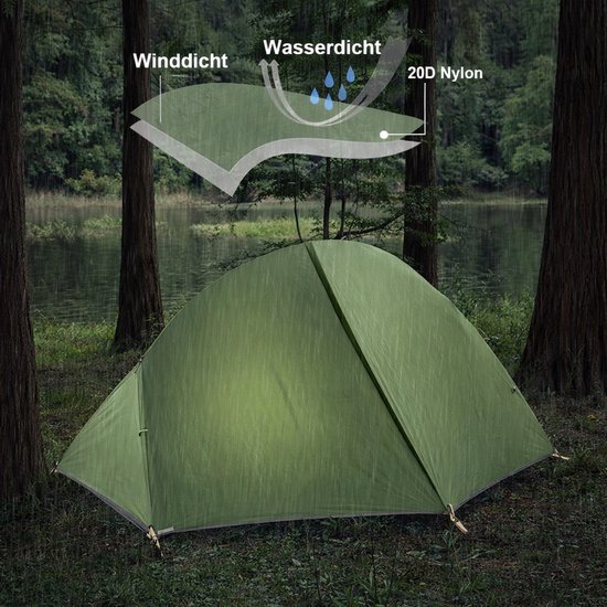 Lichtgewicht Backpacking Tent voor 1 Persoon - Waterdicht en UV-bestendig - 4 Seizoenen - Eenvoudige Installatie — afbeelding 2