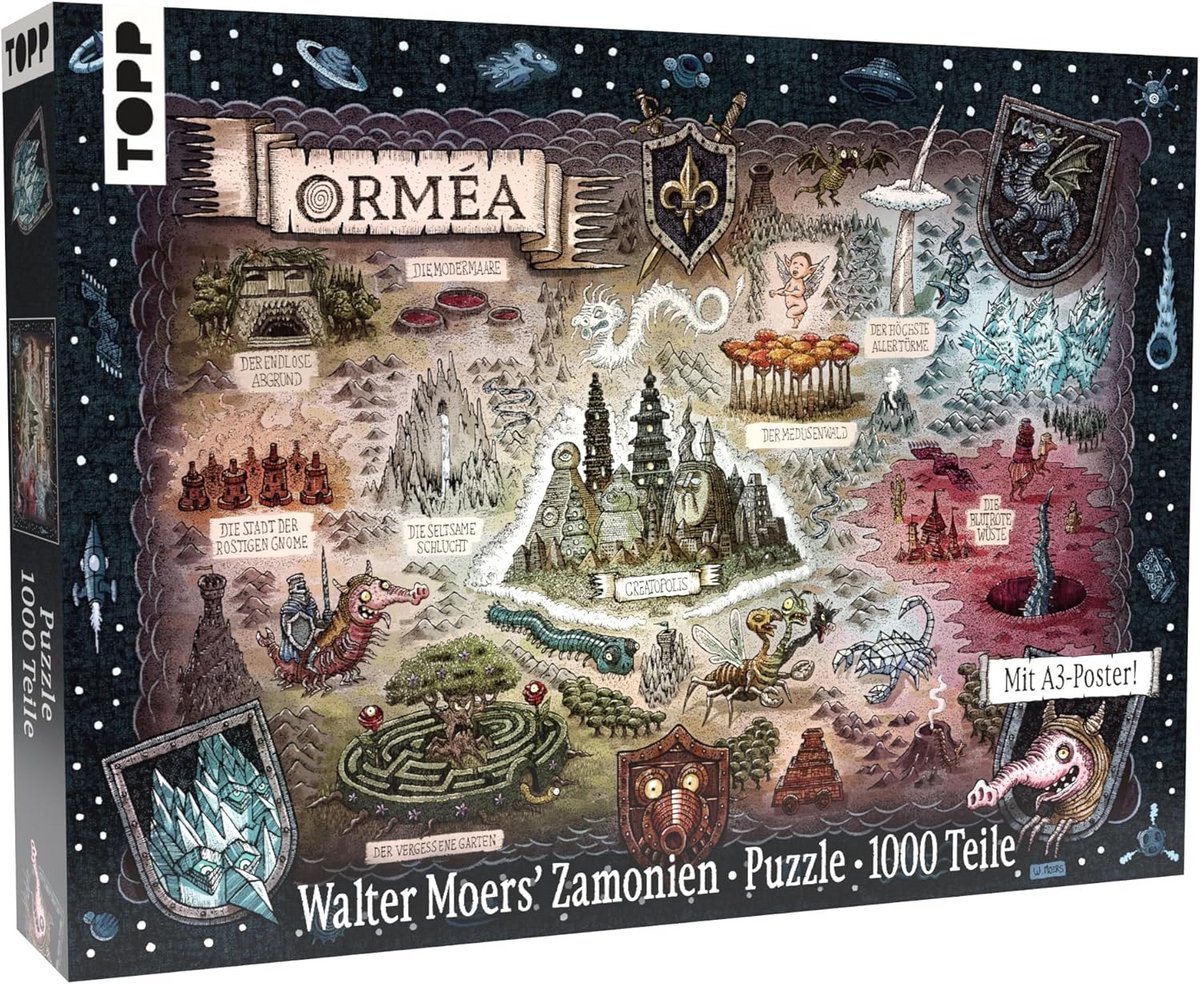 1000-Delige Puzzel van Fantasiewereld Kaart met Poster - Inspiratie uit QWERT