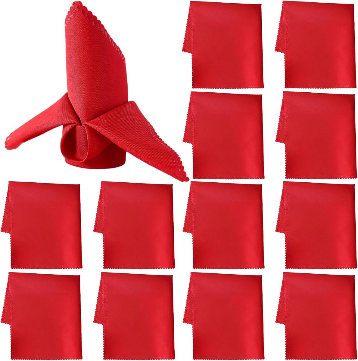 Luxe Stoffen Servetten Rood Grote Maat voor Diner, Bruiloft en Feest (Set van 12)