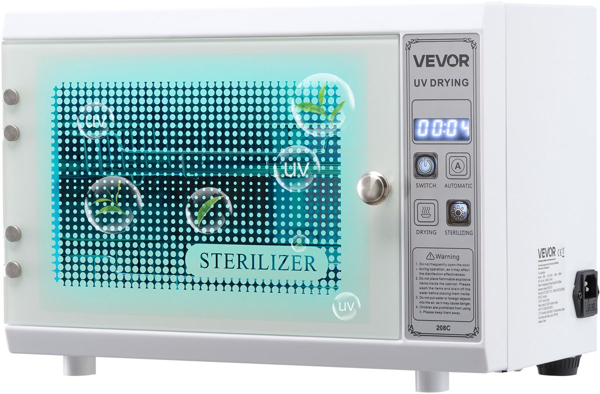 VEVOR UV-Sterilisator Nagelgereedschap Reinigingsmachine Gereedschapsreiniger 12L