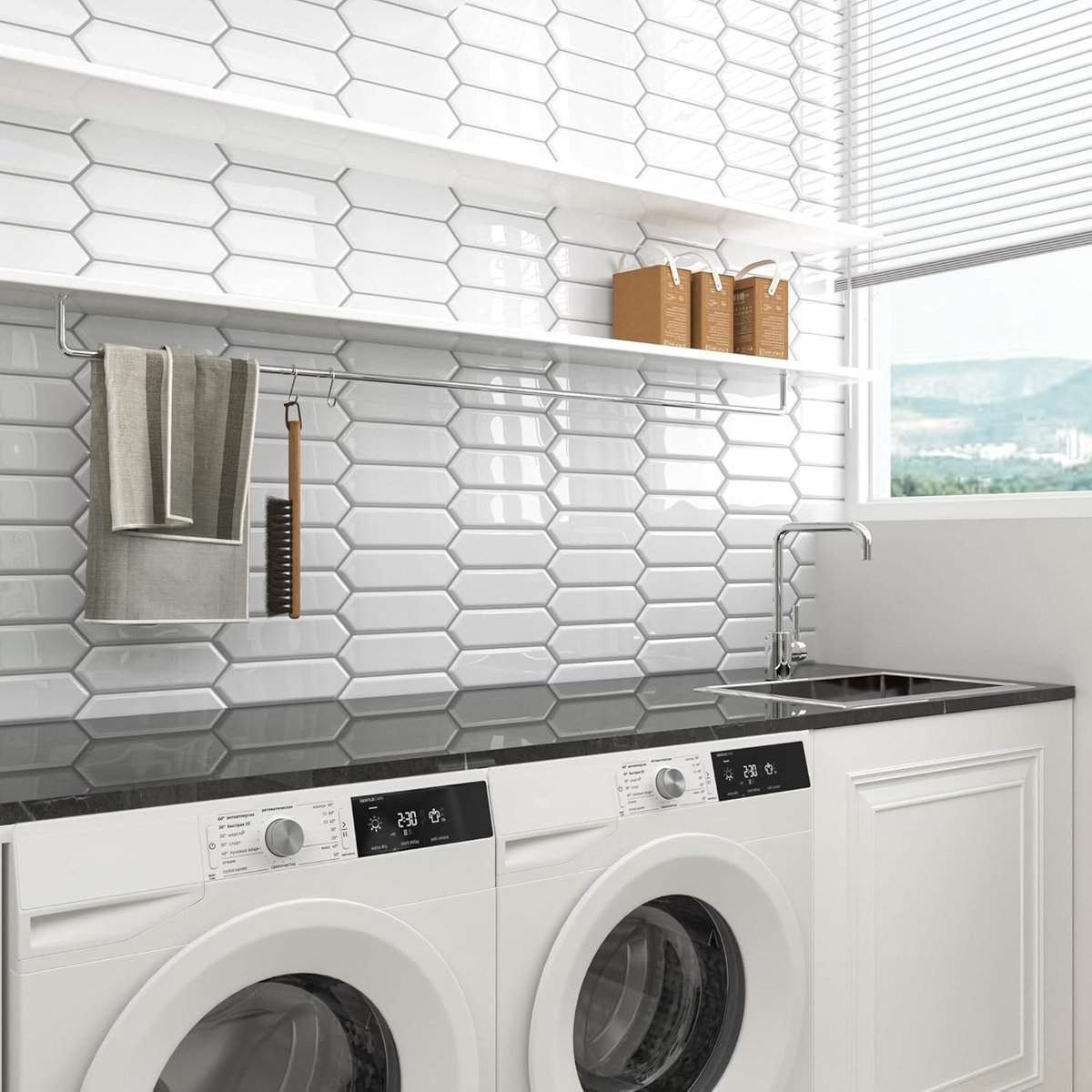 Zelfklevende Zeshoekige Wandtegels Wit 3 Delige Set - 3D Keuken en Badkamer Decoratie