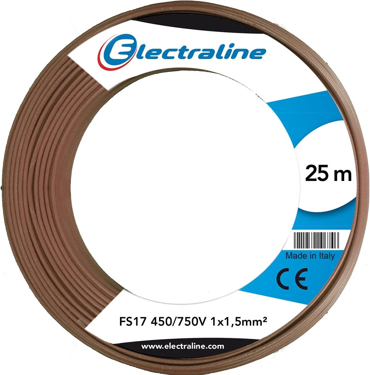 Bruine Elektriciteitskabel 1.5 mm² Doorsnede - 25 Meter Rol