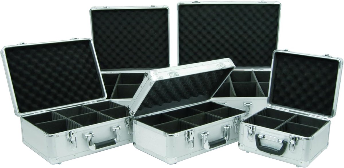 Aluminium CD Opbergkoffer voor 80 Compact Discs in Grijs