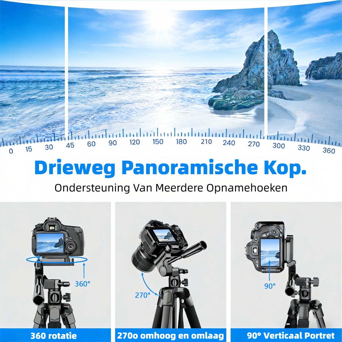 Fokelyi Camera Statief 172cm - Aluminium Tripod met Bluetooth thumbnail 2