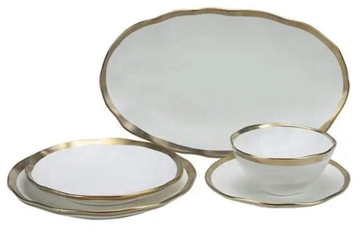 Bricard Dole Dinner Set 25-delig Wit-Goud Porselein