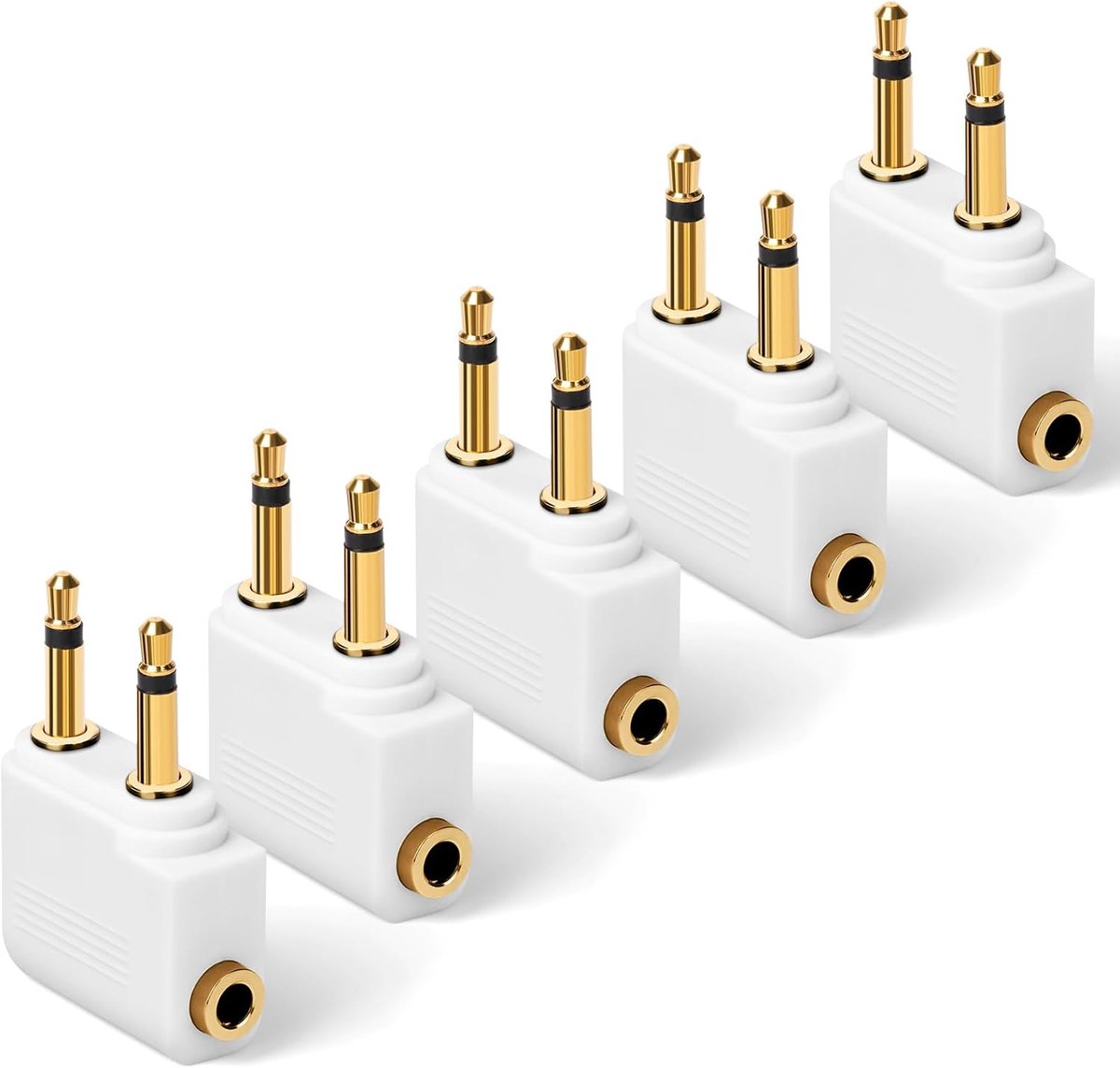 Vliegtuig Hoofdtelefoon Adapter 5-Pack Verguld voor 3,5mm Jack