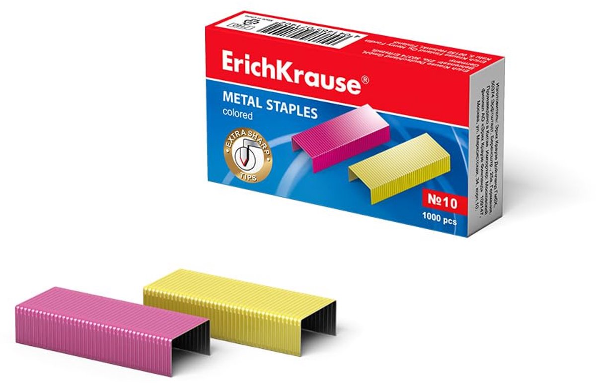 Nietjes No 10 - Kantoornietjes Staaldraad nietjes - Documenten Snel Nieten - Scherpe Hoek - 1000 stuks - Roze Geel