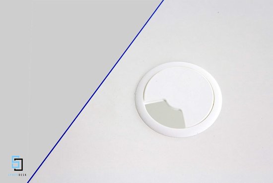 Ergonomisch Gaming Bureau met LED Verlichting voor PC en Thuiswerkplek, Wit/Blauw — afbeelding 2
