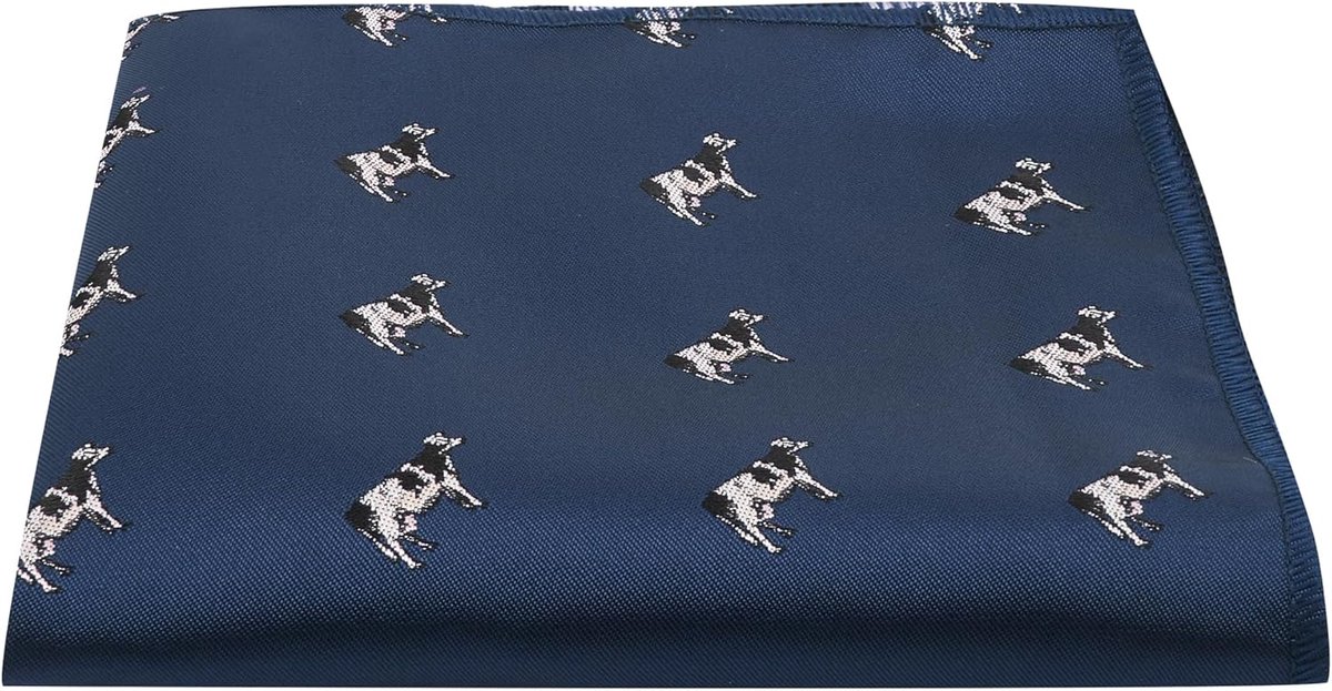 Donkerblauw Zakdoek Heren met Geborduurd Koeienprint - Katoen
