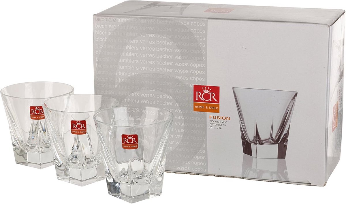 Set van 6 Kristallen Tumblers Glazen - 280ml Wijn en Whisky Drinkglazen