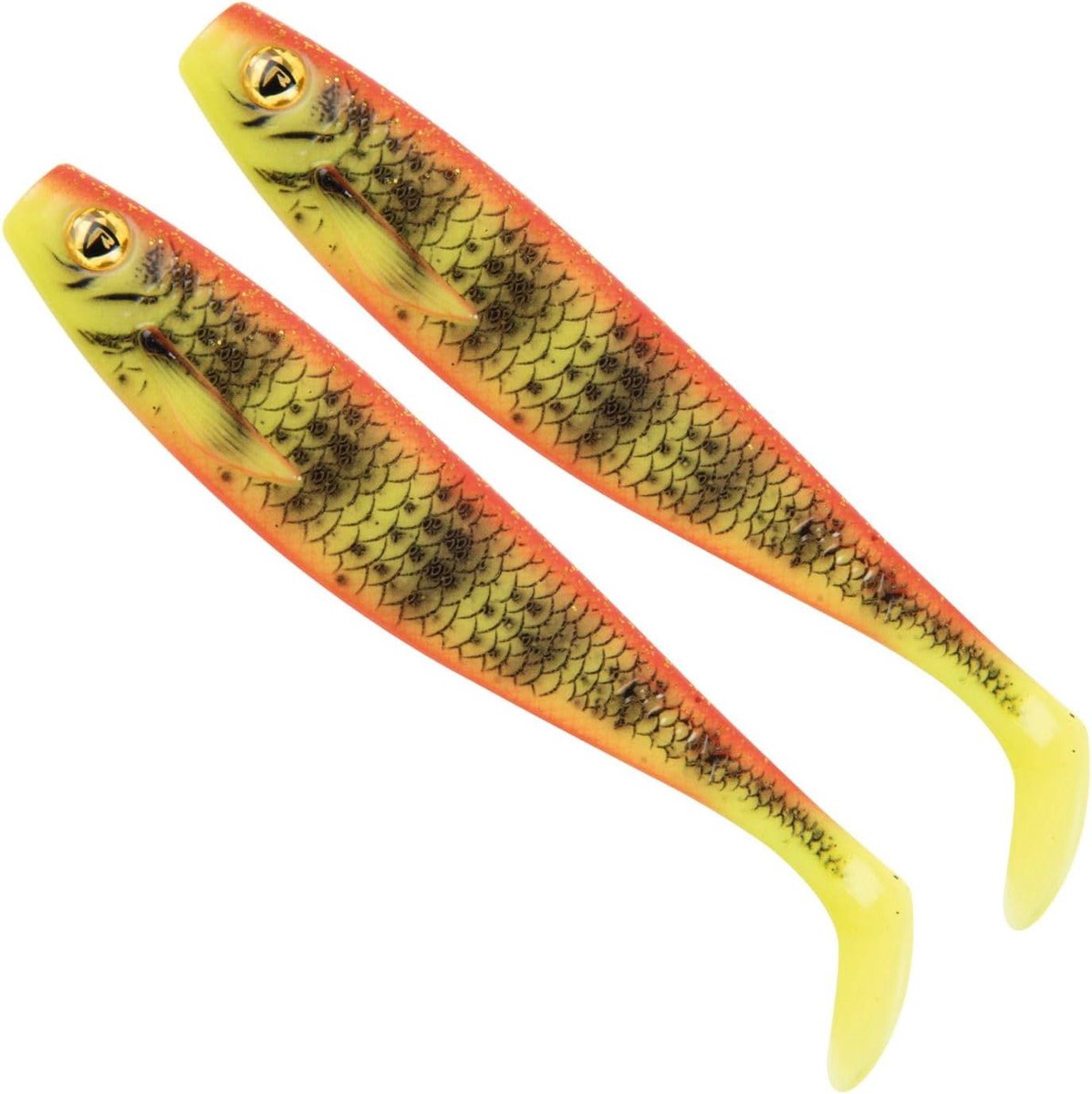 Fox Rage Pro Shad 14cm - 2 rubberen vissen, kleur: Bright Perch UV