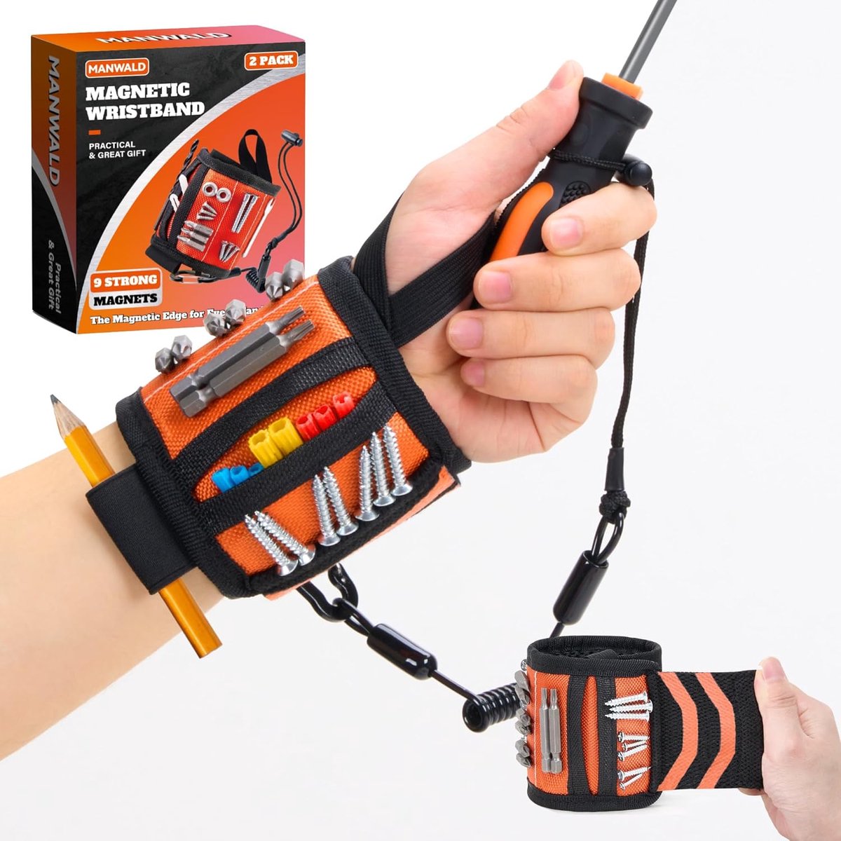 Magnetische Gereedschapspolsband met Lanyard voor Schroeven en Spijkers