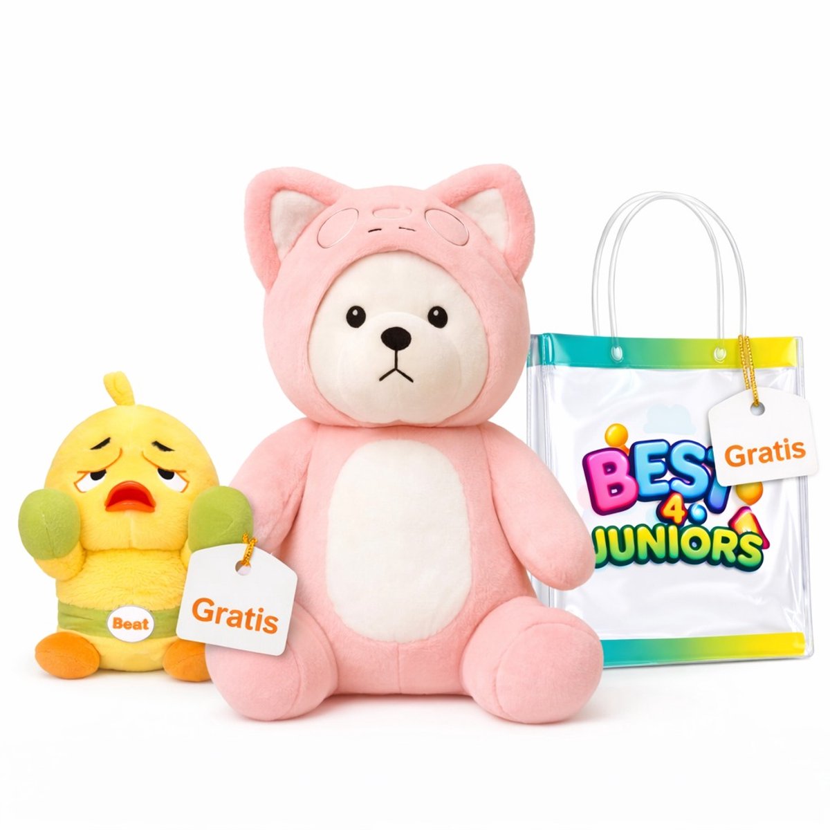 Roze Fluffy Beer 45 cm – Superzachte Knuffel van Best4Juniors + Speelgoedtasje | Perfect Cadeau voor Kind & Baby