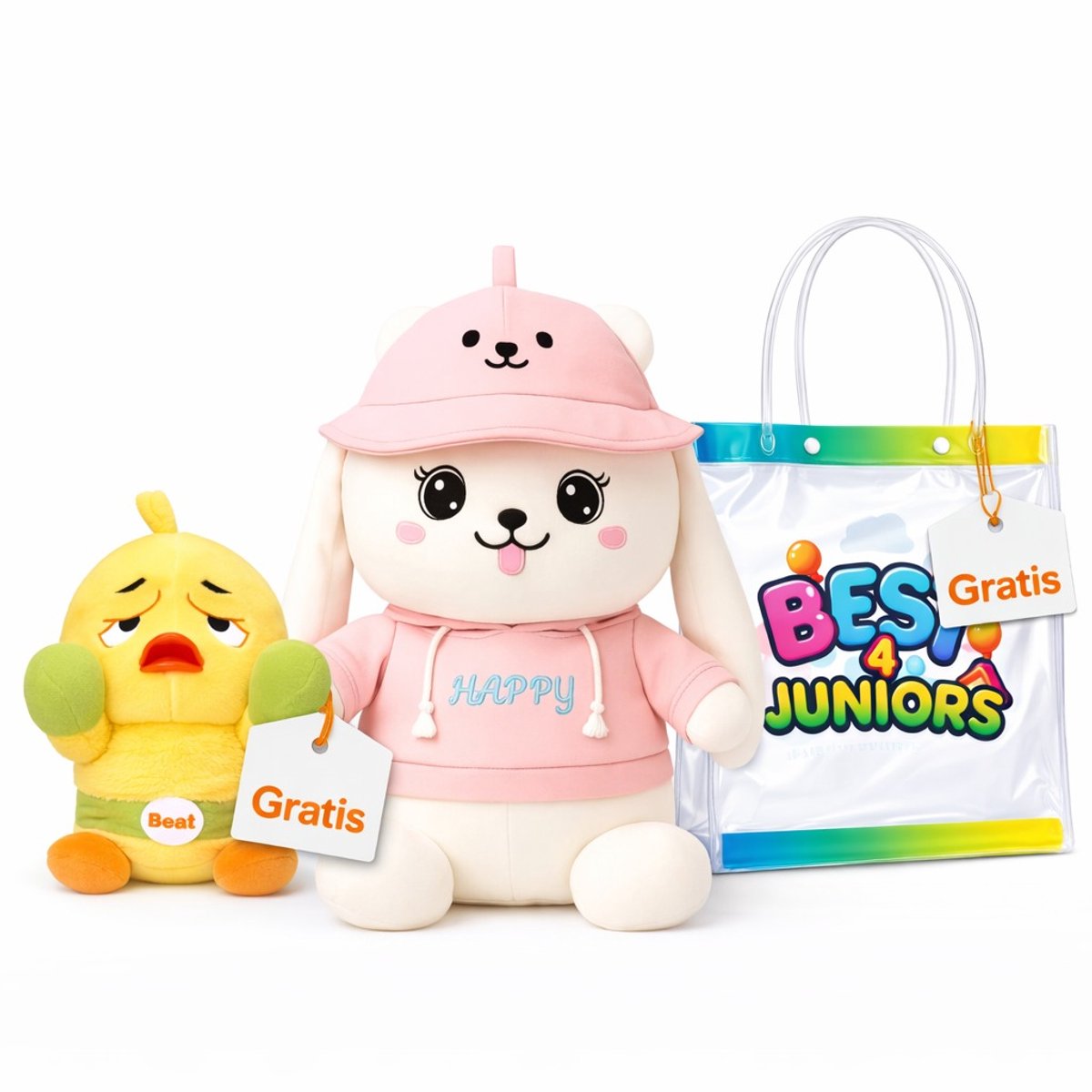 Pluche Roze Konijn Bunny van Best4Juniors +Speelgoedtasje– De Grote Knuffel voor Kinderen & Baby’s, Deze superzachte pluche toy van 45cm is het perfecte cadeau voor verjaardagen, babyshowers of Valentijnsdag,