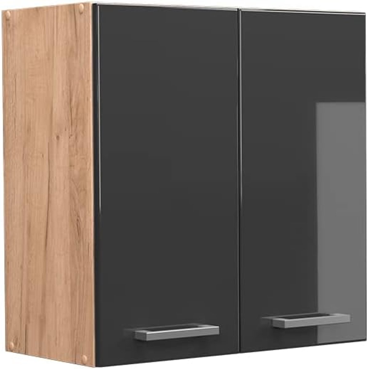 Keuken Hangmeubel 60 cm Antraciet Hoogglans met Gouden Akcent
