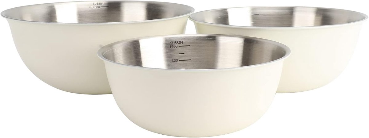 Set van 3 Roestvrijstalen Mengkommen voor Keukenwerk en Opslag