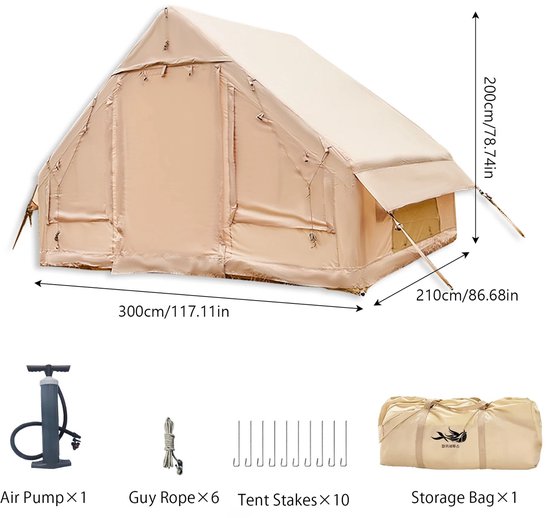 Lifero Opblaasbare Tent - Luxe Camping Tent - Kampeertent - Waterdicht - Glamping Tent met Handpomp - Incl. Haringen en Opbergtas van Merkloos — afbeelding 5