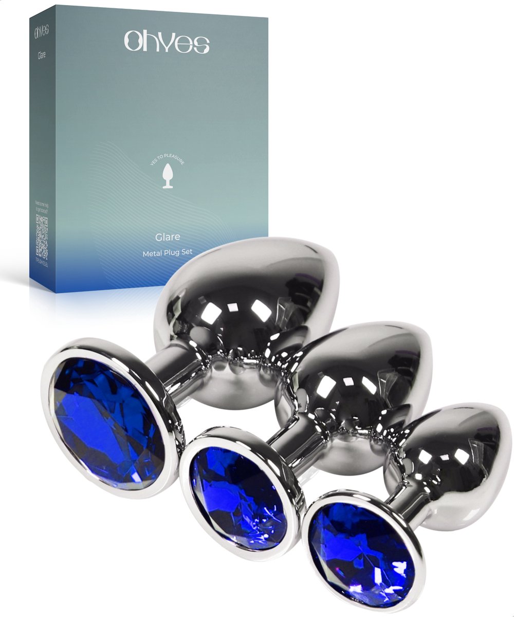 Metalen Buttplugs voor mannen en vrouwen - Erotiek & Seksspeeltjes - Buttplug Set 3-Delig - Anale speeltjes & Butt Plug - Blauw