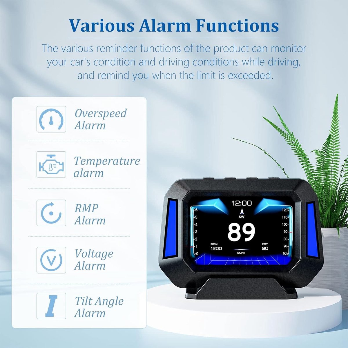 Universele Auto Head-Up Display (HUD) met Snelheidsmeter en Hellingsmeter thumbnail 6