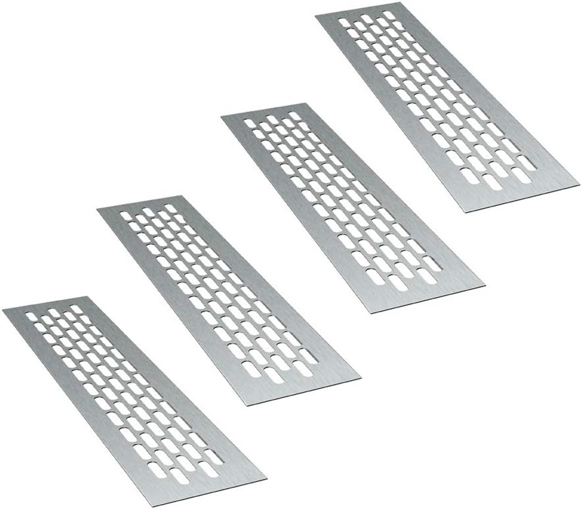 Set van 4 Rechthoekige Aluminium Ventilatie Roosters 24,5 x 6 cm voor Afvoer en Ventilatie
