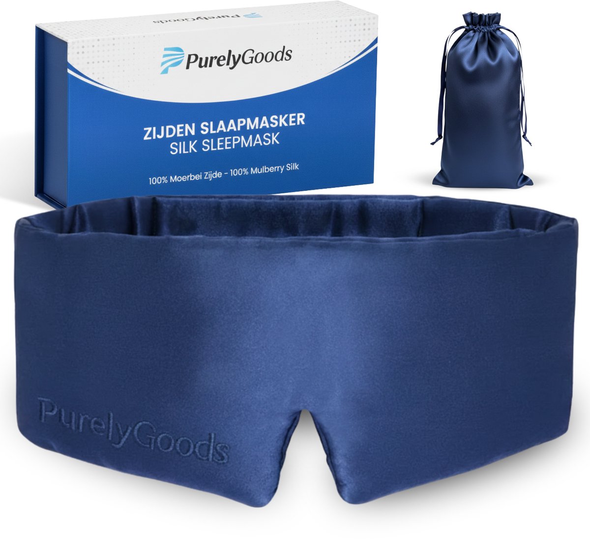Bol.com PurelyGoods® Zijden Slaapmasker - Oogmasker Slaap – 22 Momme 6A Moerbei Zijde – Verduisterend - Voor Vrouwen en Mannen –... aanbieding