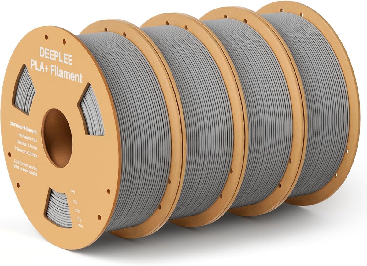 3D Printer Filament - PLA Plus Materiaal - Precisie Prints - Hoge Maatnauwkeurigheid - 4 KG Spoelen - Grijs