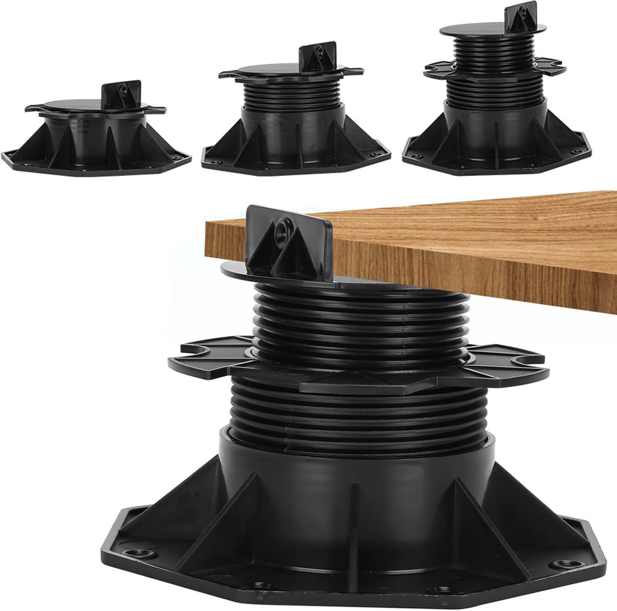 50x Verstelbare Terrasdragers Schroefdraad 60-140mm voor Hout en WPC Onderbouw