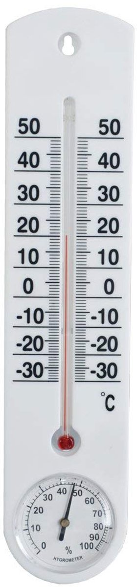 Binnen Buiten Thermometer - Vochtigheidsmeter Weerstation - Temperatuur Meten - Dubbele Functie - 25 x 5.5 cm - Wit