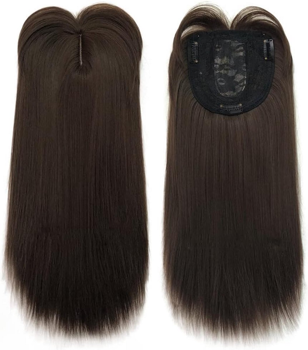 Haarstuk 14 inch Schouderlang Recht Clip-In Toupee voor Volume bij Dunner Haar