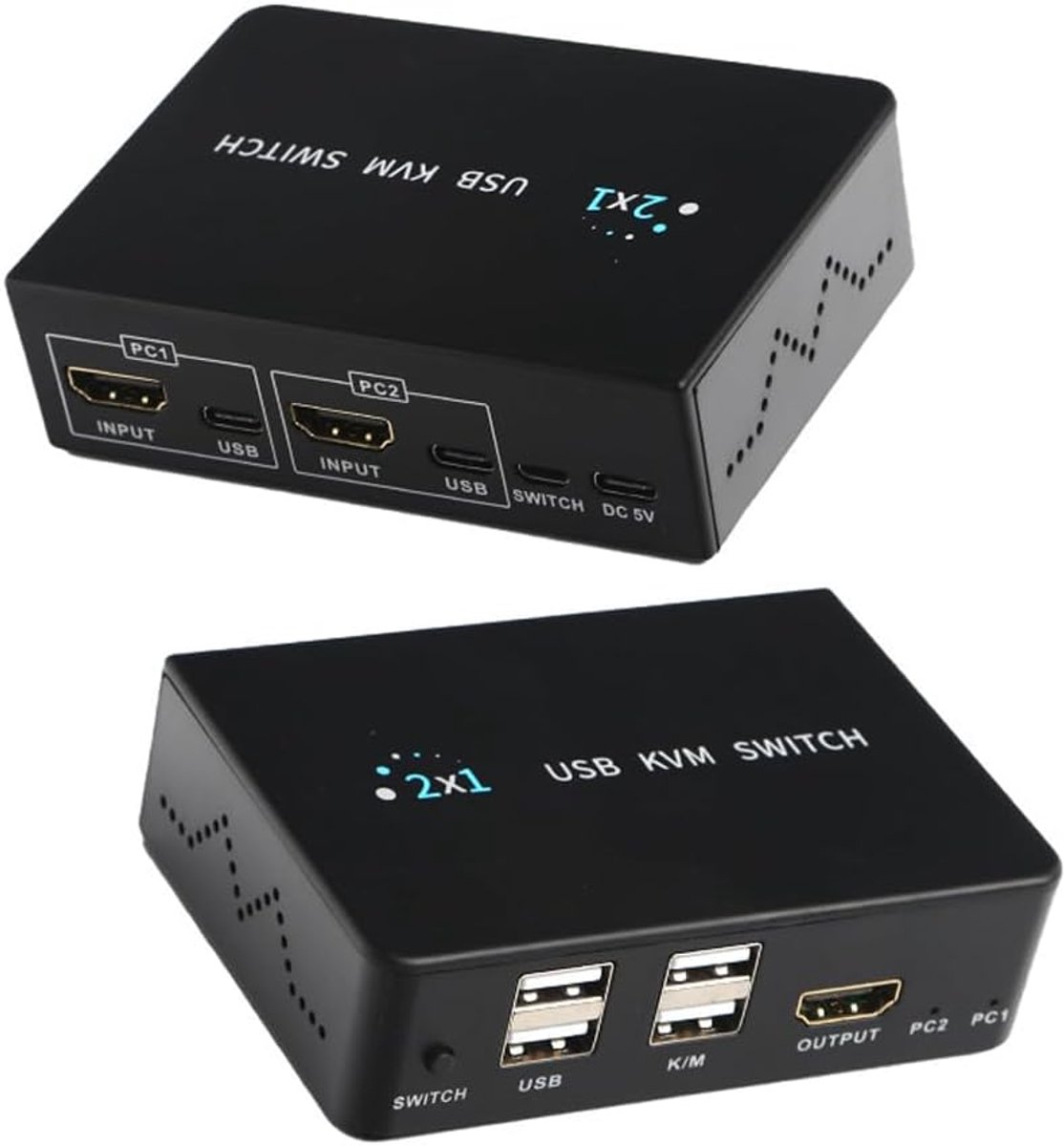 KVM Switch - Multi Computer Bediening - Thuiswerk Bureau - 4 Poorten 4K - Zwart