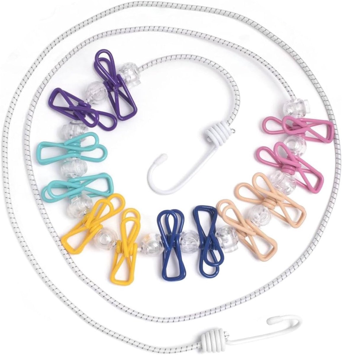 Draagbare Waslijn - Camping Wasrek - Buiten Droge Kleding - 12 Anti-slip Clips - Tot 3.6 Meter