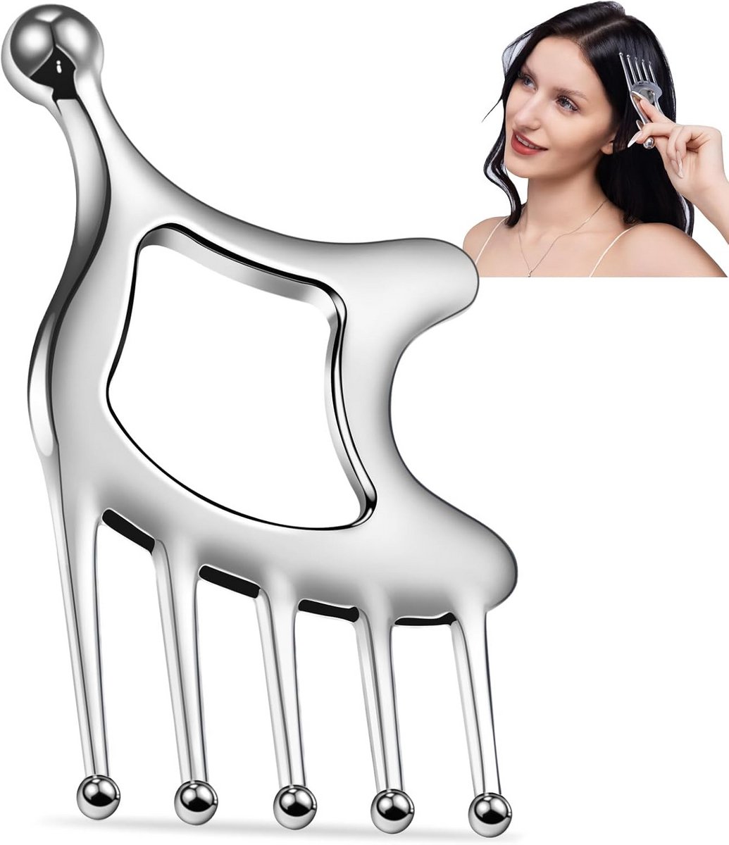 Roestvrijstalen Hoofdhuid Massager & Guasha Tool voor Nek, Schouders en Lichaam