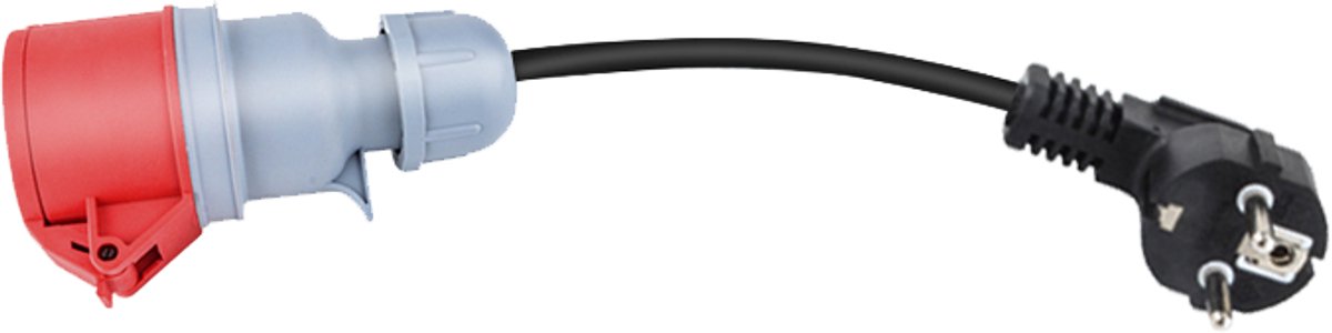 HEXINEX EV Laadkabel EV adaptor ADAP2 Red CEE / Schuko | 1 fase naar 3 fase stekker