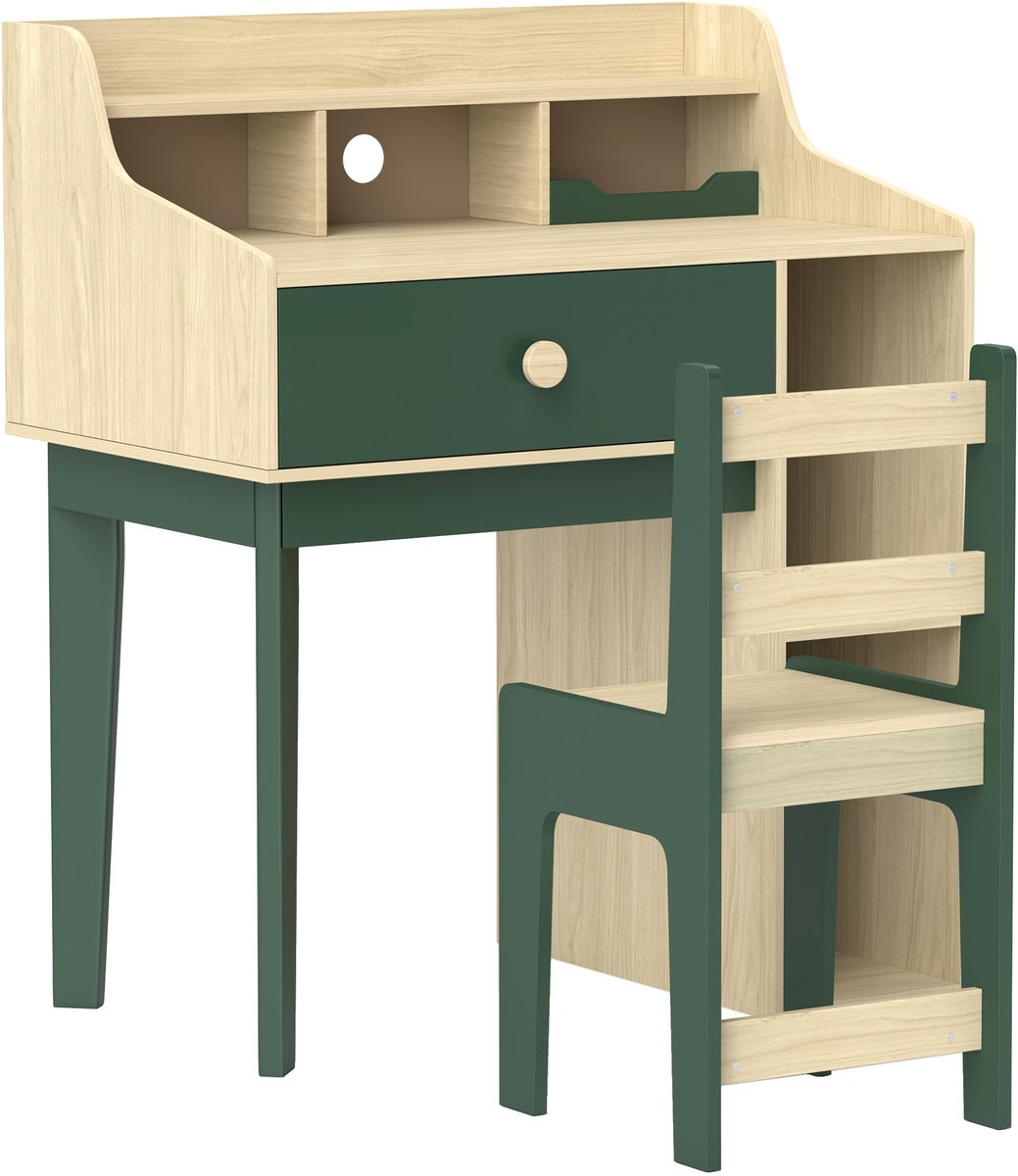 AIYAPLAY - Kinderbureau met stoel - MDF - 80,4 x 50 x 96 cm - Groen