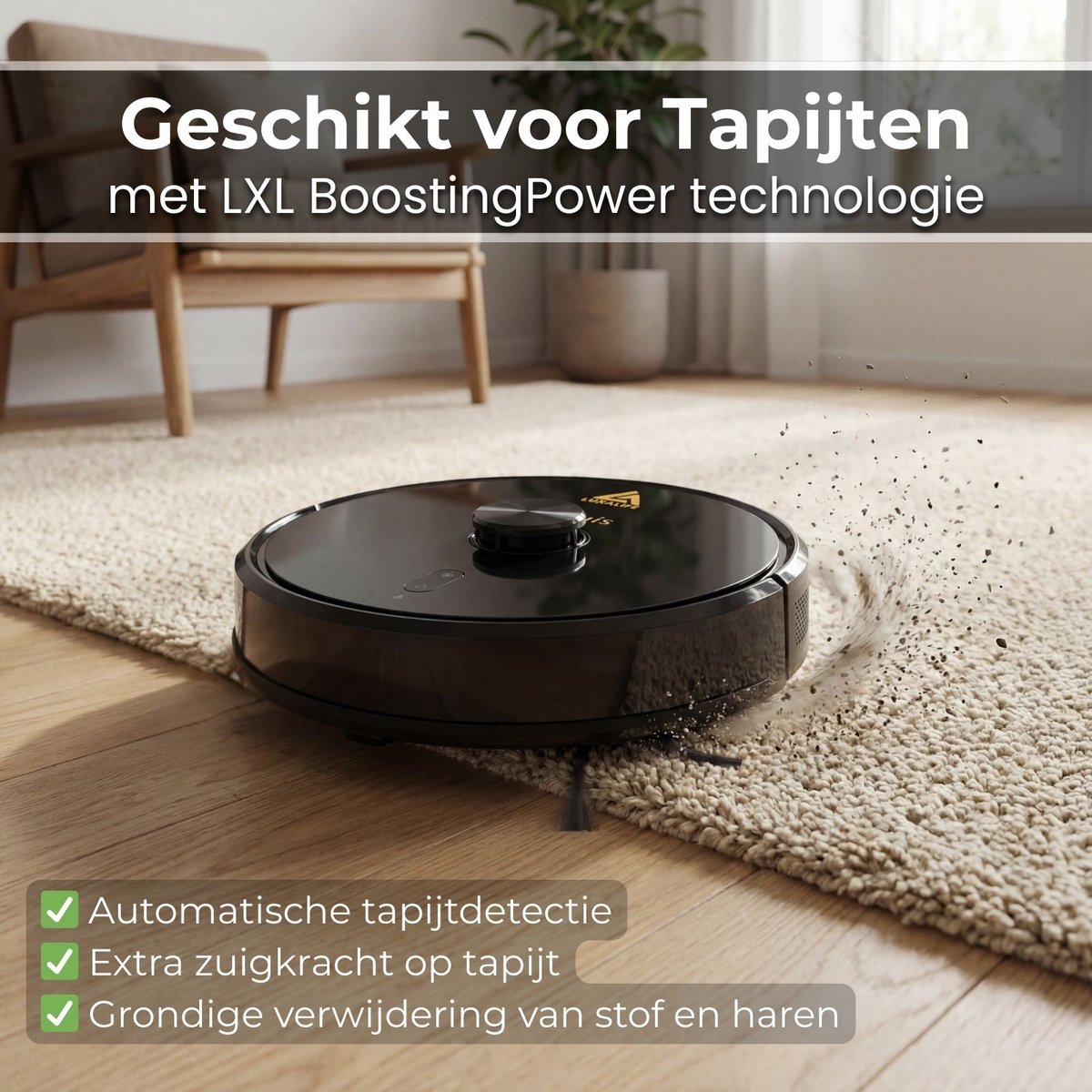 LuxaLife Louis V1 Robotstofzuiger met Dweilfunctie en Leegstation – 10.000 Pa Zuigkracht – LiDAR Navigatie – Y-Shape Dweilen – Nederlandse App – Geschikt voor Tapijt — afbeelding 6