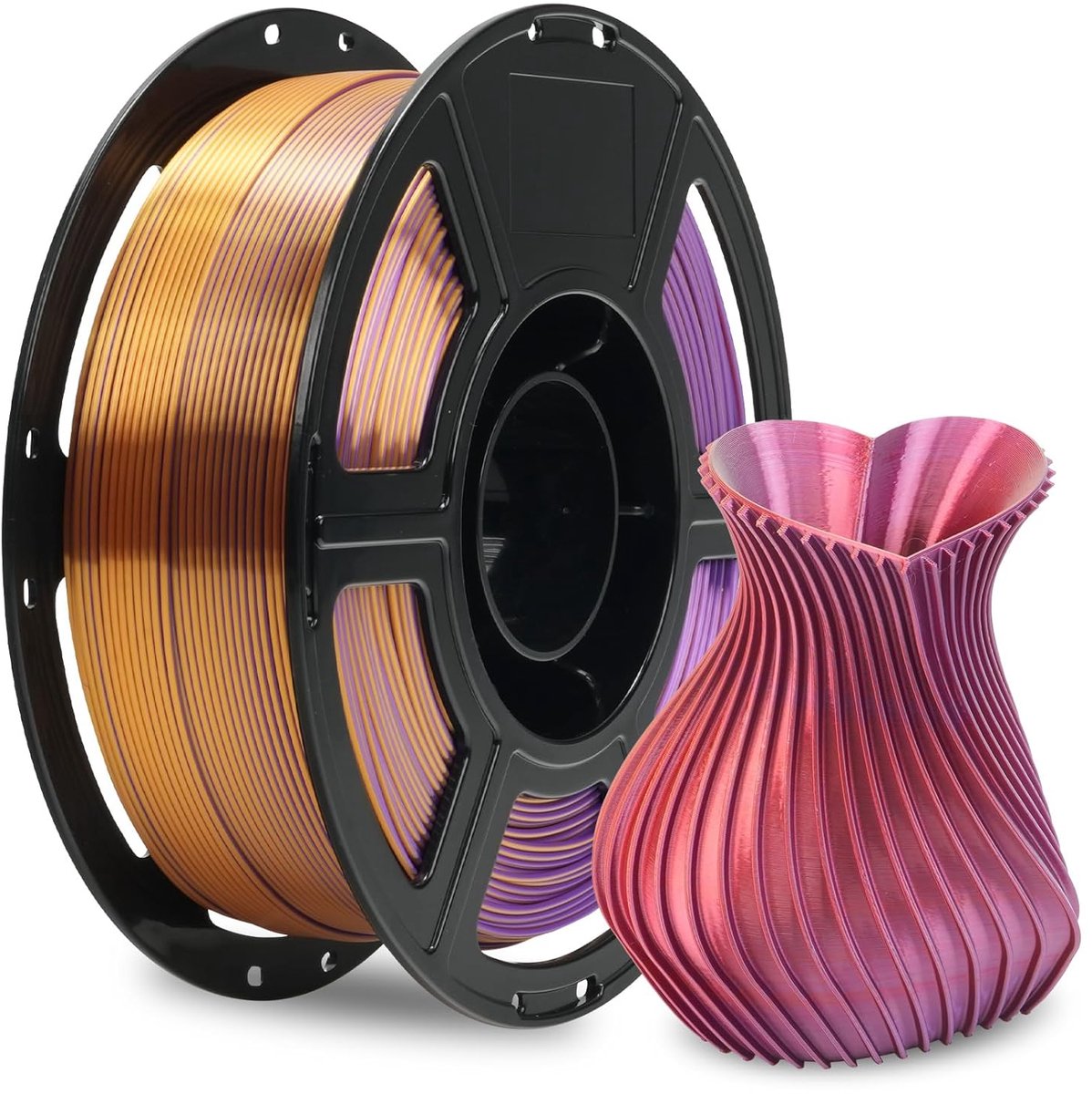 3D Printer Filament - PLA Materiaal - Kleurrijke Prints - Zijdeglans Effect - 1.75mm Diameter - Rood Goud Violet