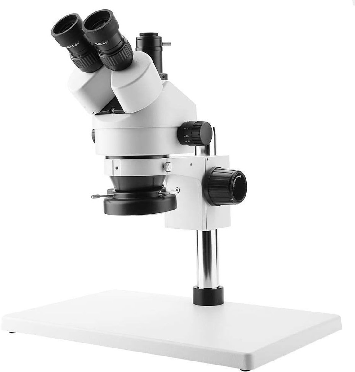 Allecto - Trinoculaire Zoom Stereo Microscoop - WF10X 20mm Oculairs - 100 tot 240V LED Ring - 45 Graden Binoculaire Kantelhoek - 3.5X tot 90X Vergr...