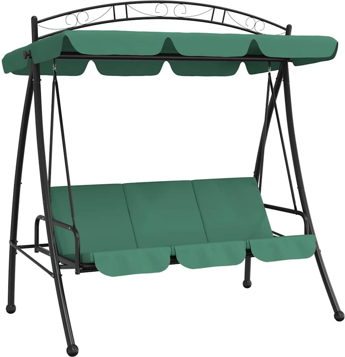 Bol.com vidaXL - Schommelbank - met - luifel - 198 - cm - stof - en - staal - groen aanbieding