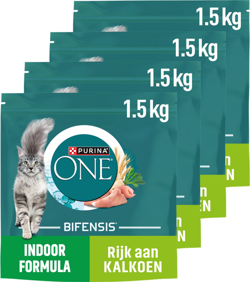 Purina One PURINA ONE Indoor - Kattenbrokjes - Kalkoen - 4 x 1.5 kg