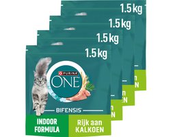 PURINA ONE Indoor - Kattenbrokjes - Kalkoen - 4 x 1.5 kg