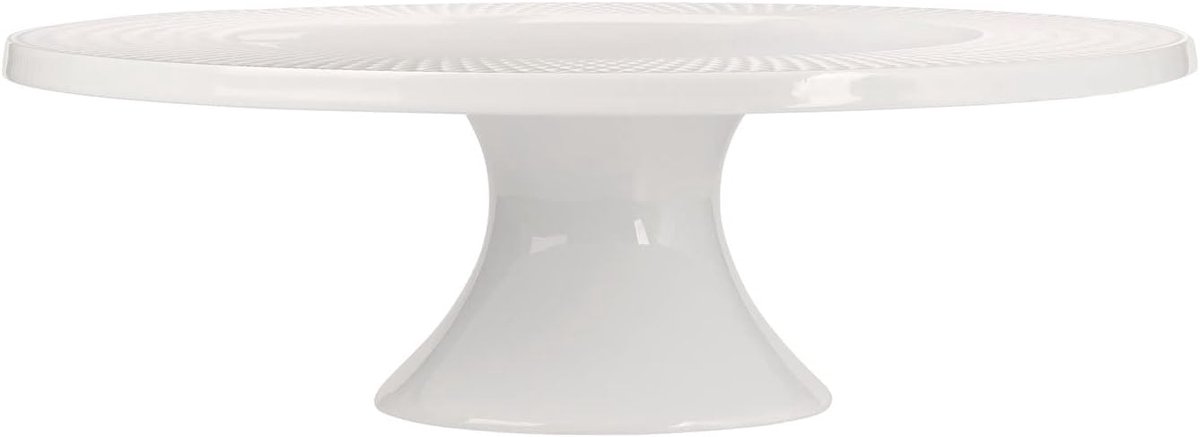 Elegante Taartplateau op Voet 30cm Wit Diamantpatroon Porselein