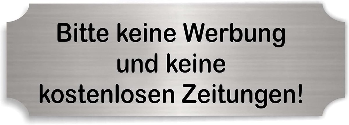 Zelfklevend Brievenbusbord Aluminium Look - Geen Reclame en Gratis Kranten