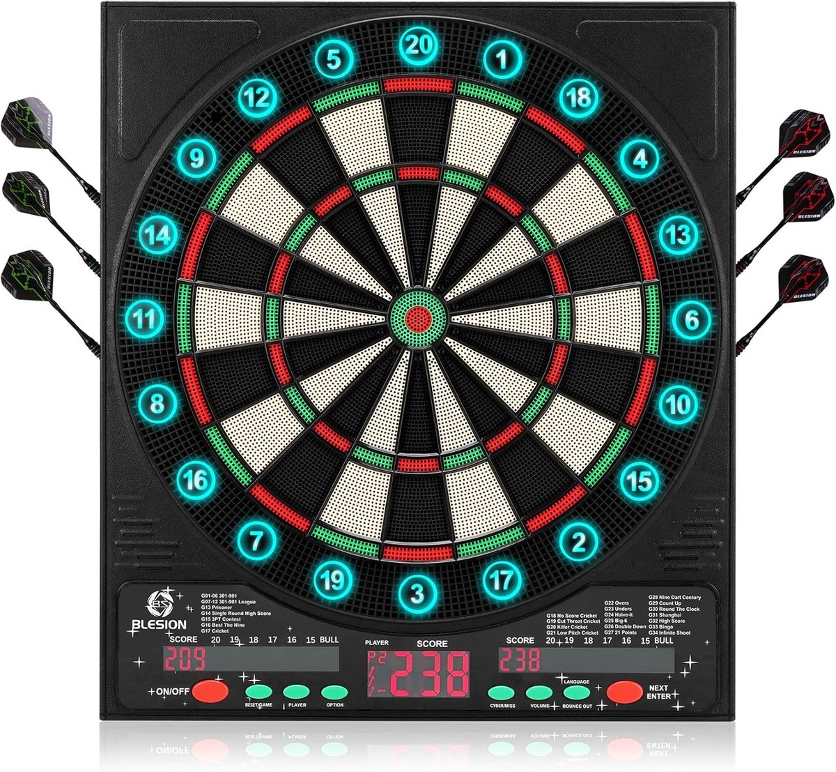 Elektronisch Dartbord - Dartspel - Thuis Spelen - Duitse Stem Functie - 48 x 48 cm - Klassiek