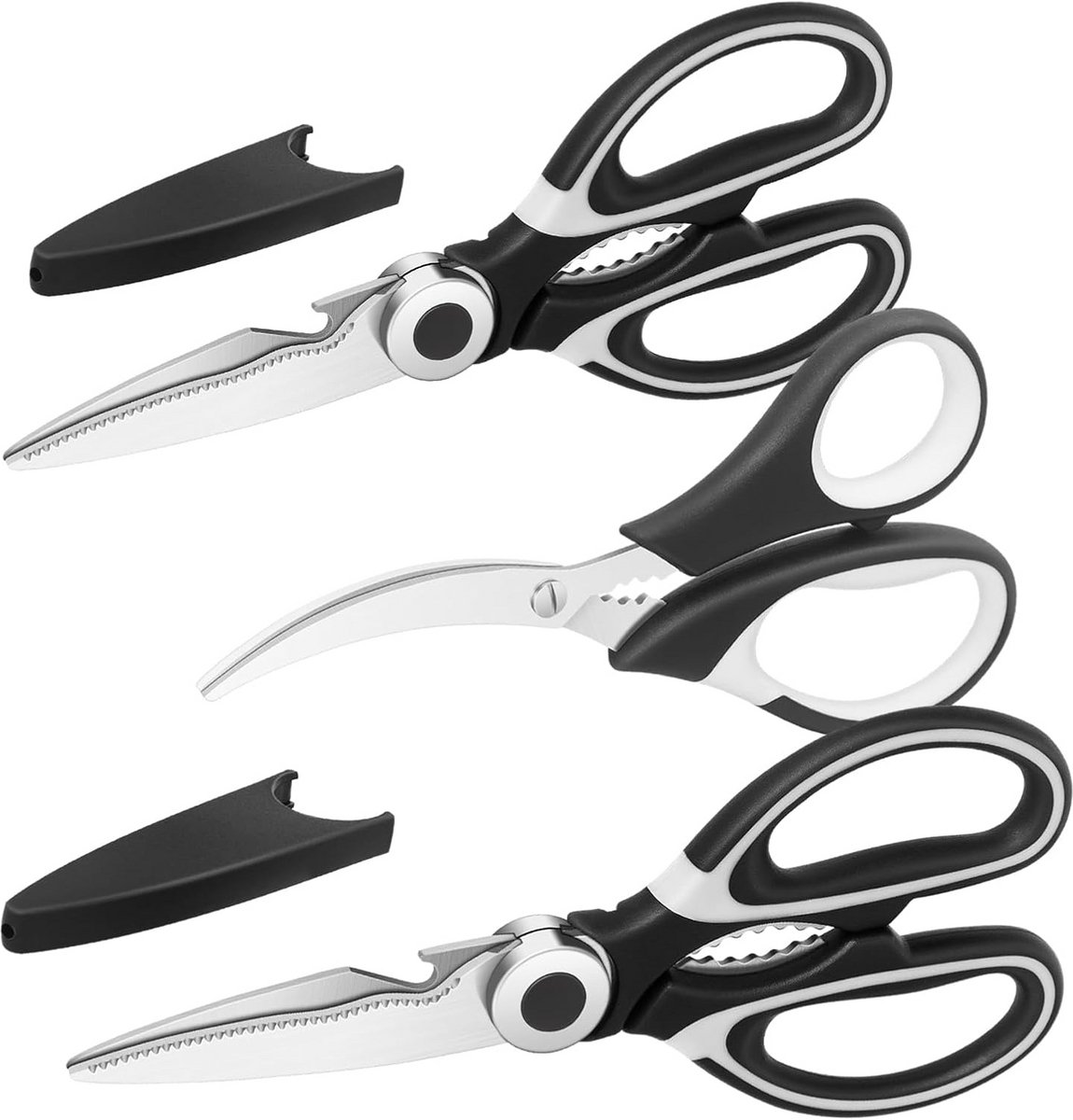 Set van 3 Professionele Keukenscharen: Multifunctioneel voor Vlees, Gevogelte en Vis