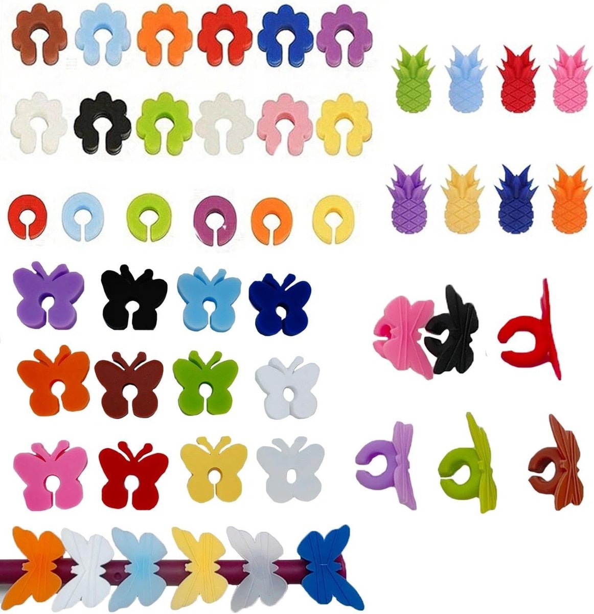 Allecto - Wijnglas Marker Set - Siliconen Accessoires - Herbruikbare Wijnglas Identificatie - Bruiloft en Feest - Set van 50 - Geschikt voor Wijn- ...