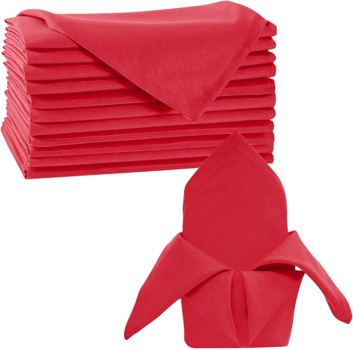 Luxe Katoenpolyester Servetten 50x50 cm Wit en Rood voor Diner en Buffet Bestendig