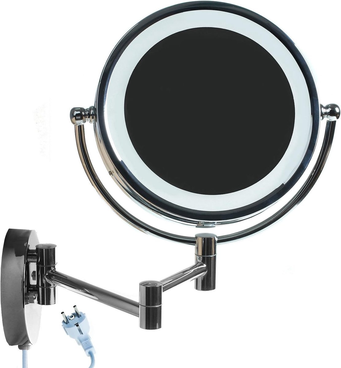 Verlichte Wandspiegel - Make-up Spiegel - Badkamer Gebruik - 5x Vergroting LED - 85 Inch - Verchroomd