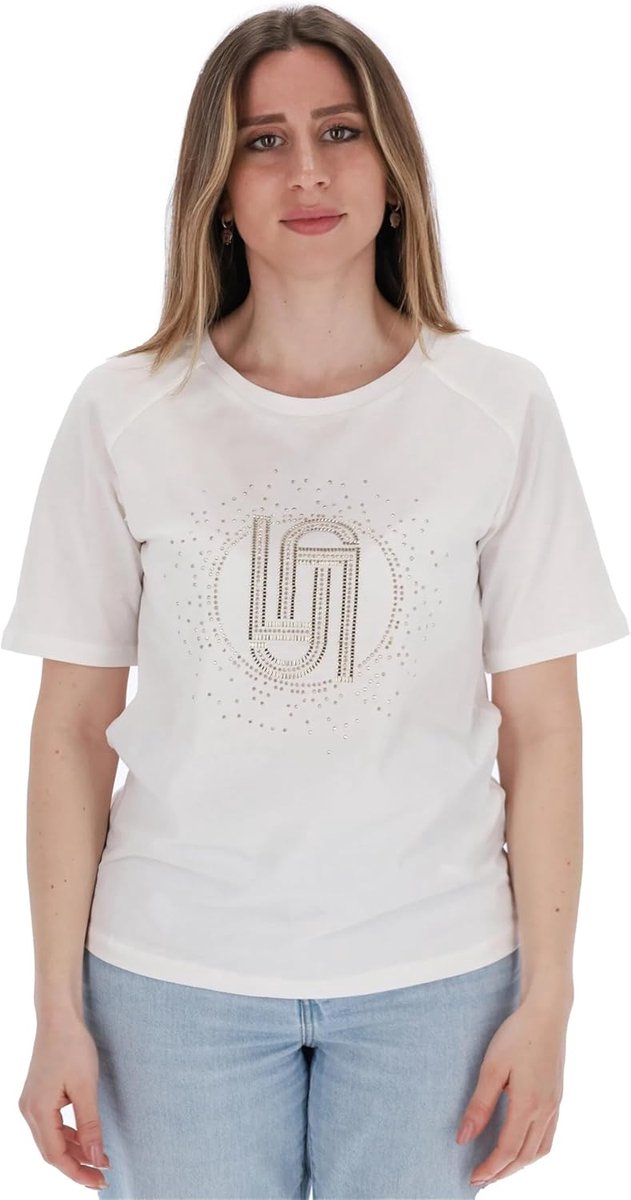 Dames T-shirt - Top met steentjes - Casual outfit - Gedetailleerd met strass - Zwart